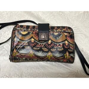 Sakroots Crossbody Wallet Wristlet Colorful‎ Floral Print Peace Coated Canvas